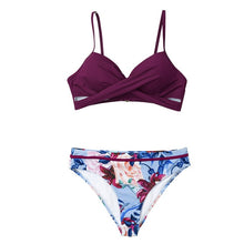 Load image into Gallery viewer, CUPSHE Push Up Floral Wrap Bikini Sets