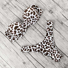 Load image into Gallery viewer, Animal Print Leopard Bikini Push Up Swimsuit