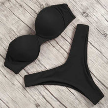 Load image into Gallery viewer, Animal Print Leopard Bikini Push Up Swimsuit