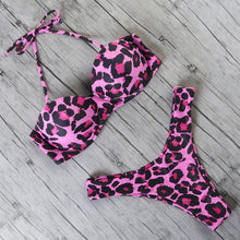 Load image into Gallery viewer, Animal Print Leopard Bikini Push Up Swimsuit