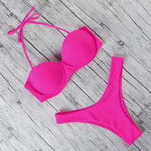 Load image into Gallery viewer, Animal Print Leopard Bikini Push Up Swimsuit