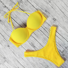 Load image into Gallery viewer, Animal Print Leopard Bikini Push Up Swimsuit