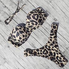 Load image into Gallery viewer, Animal Print Leopard Bikini Push Up Swimsuit
