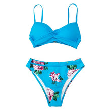 Load image into Gallery viewer, CUPSHE Push Up Floral Wrap Bikini Sets