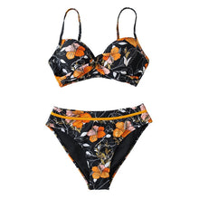 Load image into Gallery viewer, CUPSHE Push Up Floral Wrap Bikini Sets