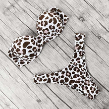 Load image into Gallery viewer, Animal Print Leopard Bikini Push Up Swimsuit
