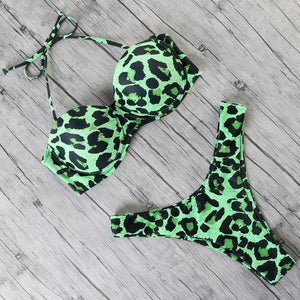 Animal Print Leopard Bikini Push Up Swimsuit